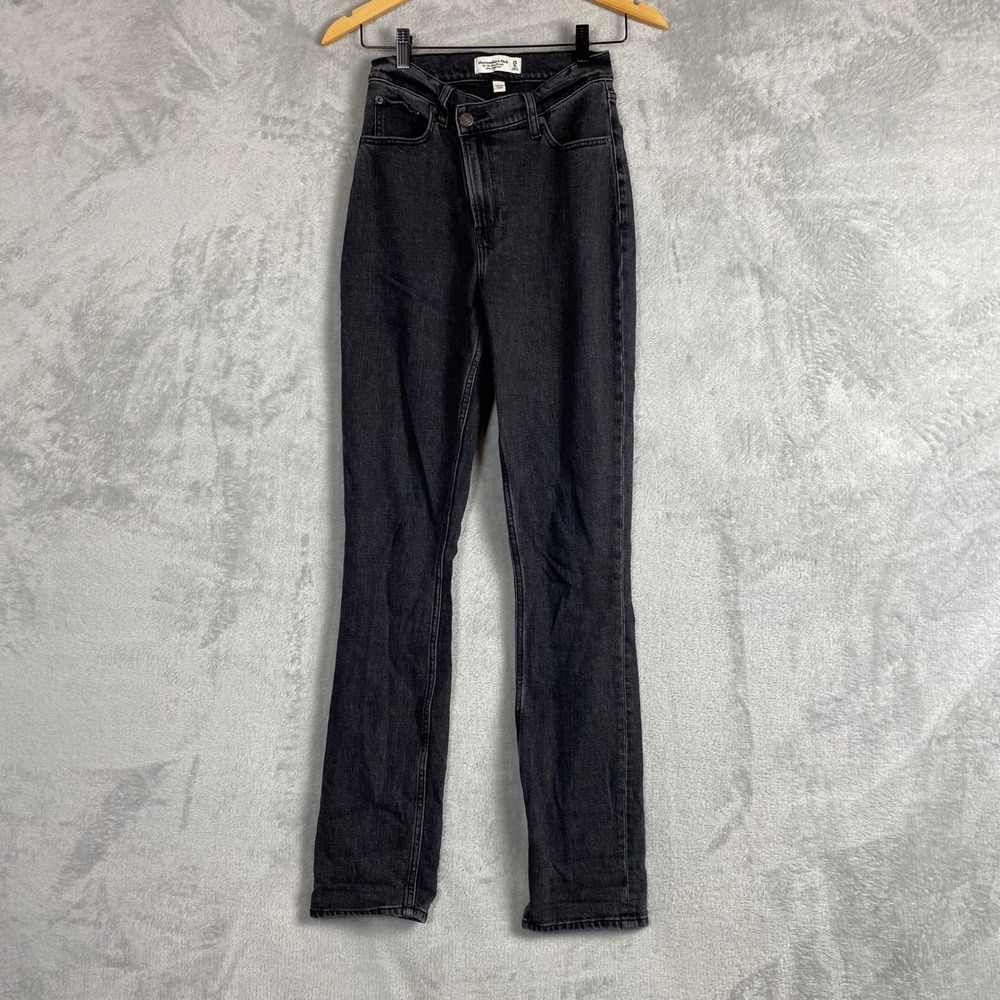 Abercrombie & Fitch Curve Love 90s Slim Straight Ultra High Rise Jeans Black 25L